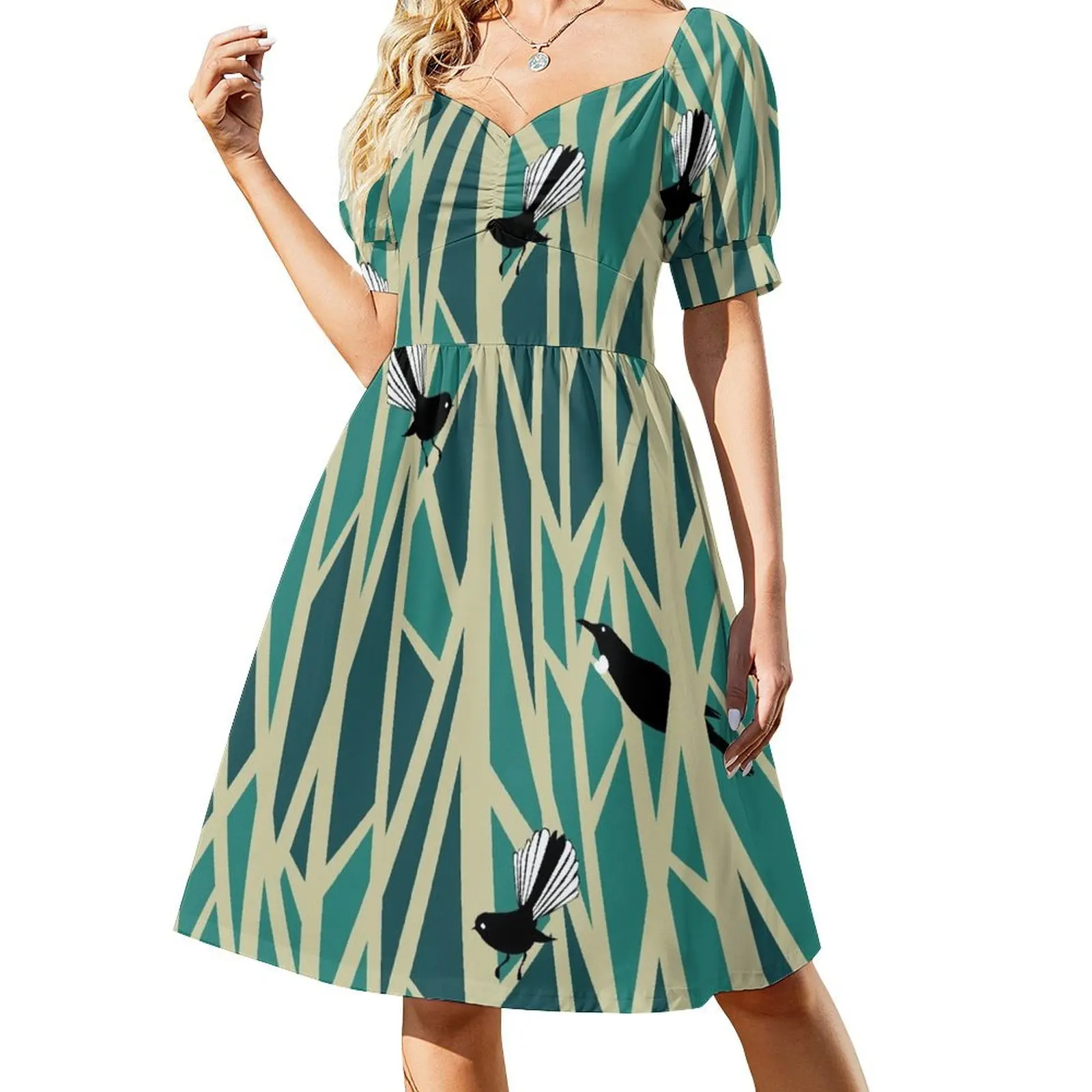

Tui and Fantail on Trees Short Sleeved Dress long sleeve dresses dresses for womens Dress