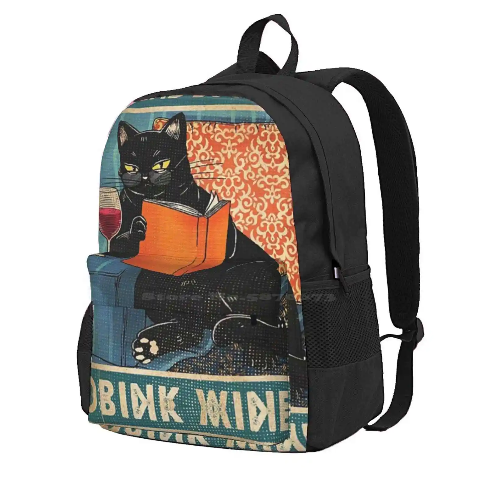 That'S What I Do I Read Books I Drink Wine And I Know Things Hot Sale Schoolbag Backpack Fashion Bags Cute Black Safari Animals