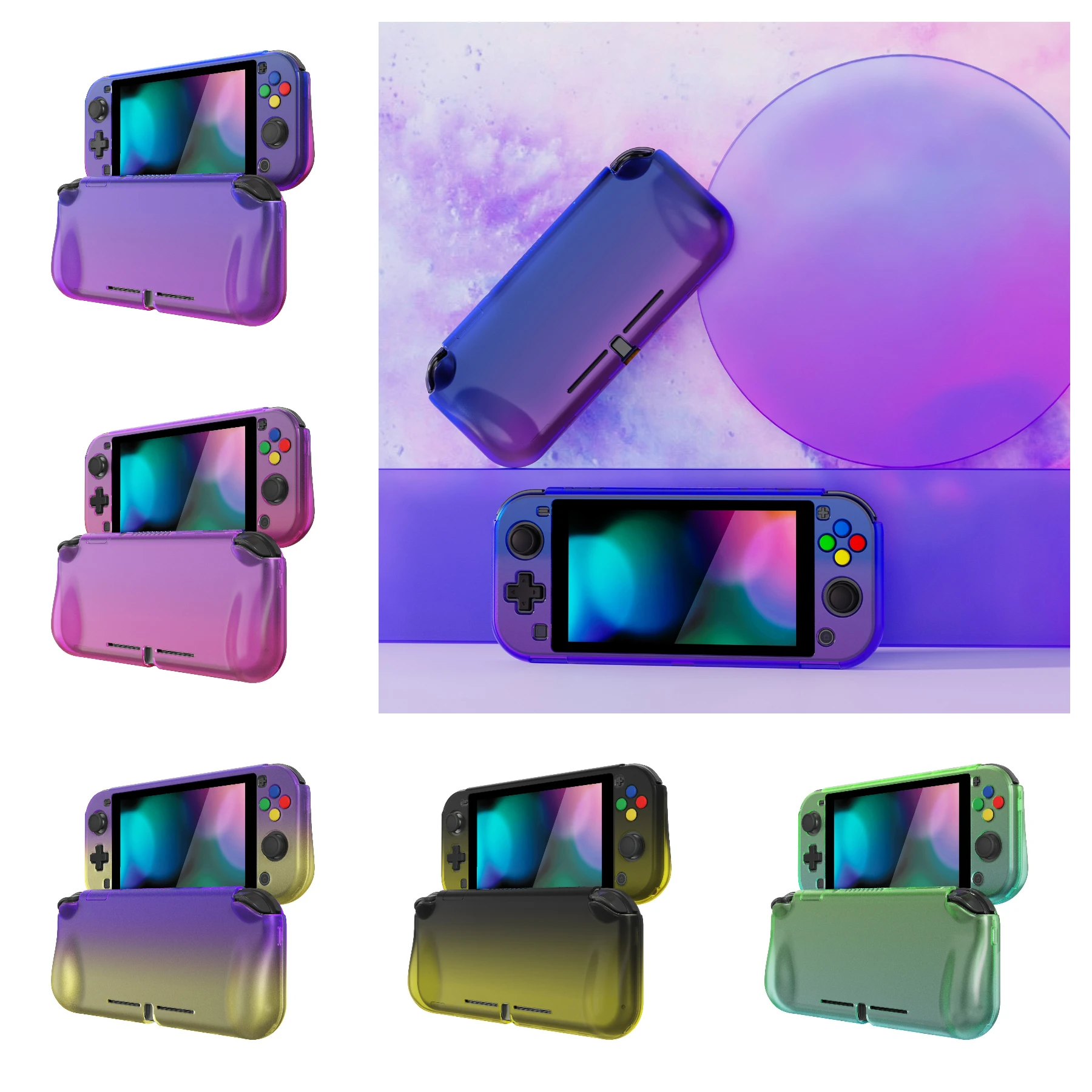 PlayVital ZealProtect Ergonomic Protective Shell for Nintendo Switch Lite W/Screen Protector & Thumb Grips - Gradient Series