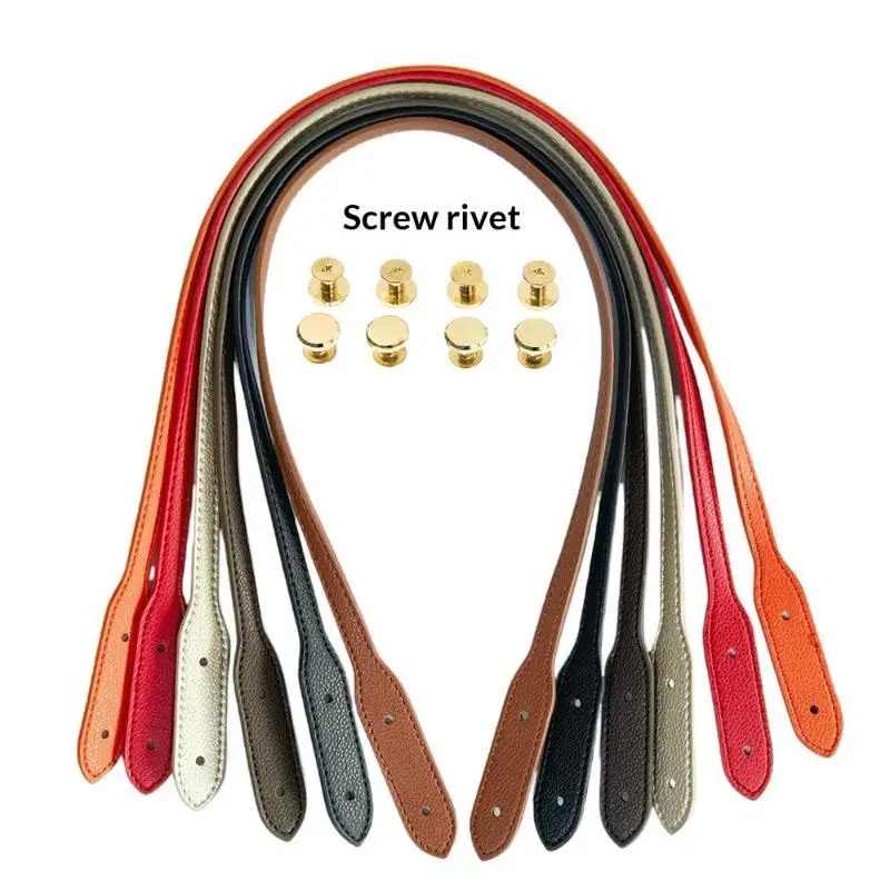 2Pcs Bag Straps With Rivets 72cm Length PU Leather Handle Strap Detachable Shoulder Bag Strap Replacement DIY Bag Accessories