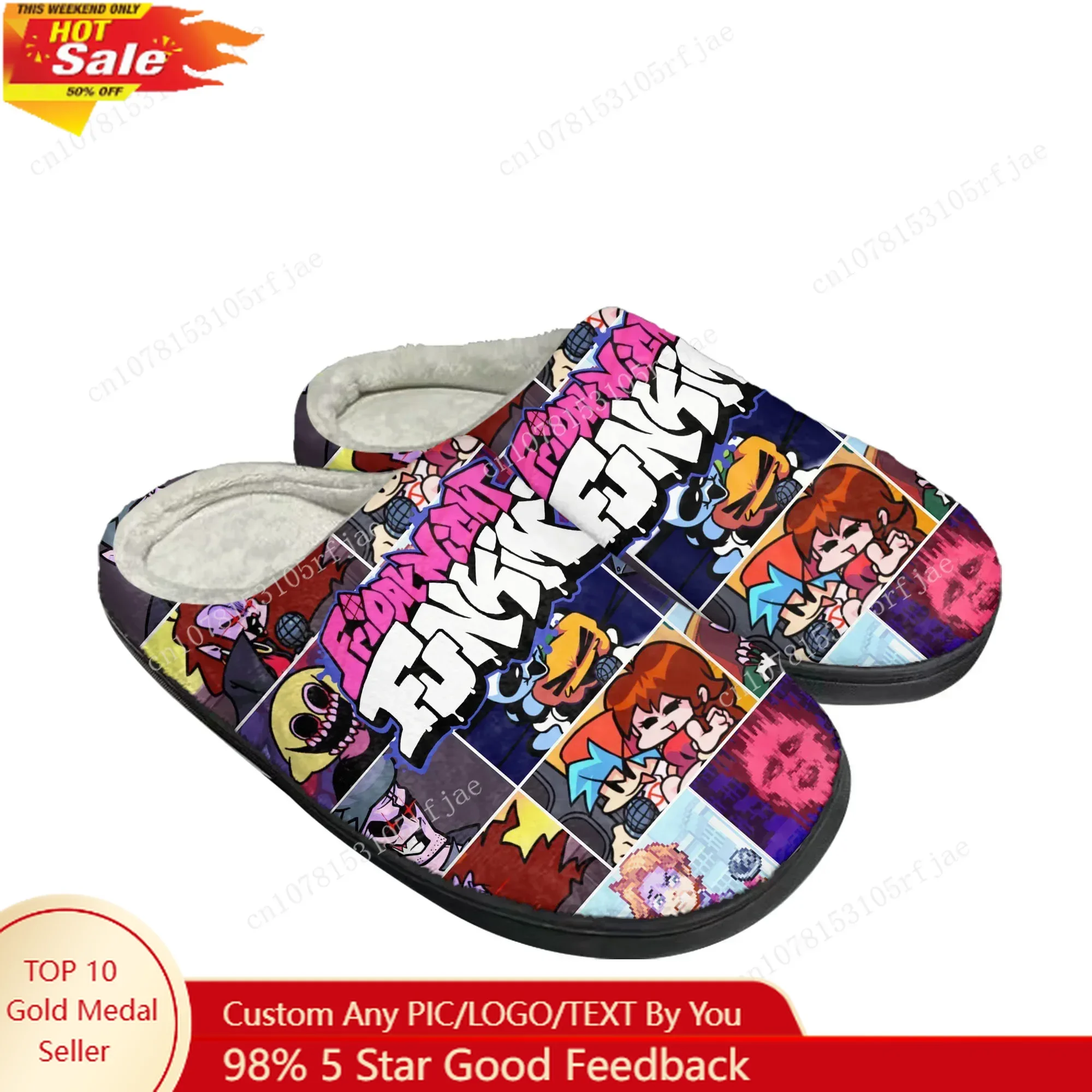 

Funkin Cartoon Night Game Friday Home Cotton Slippers Men Women Plush Bedroom Casual Keep Warm Fashion Shoes Tailor Made Slipper