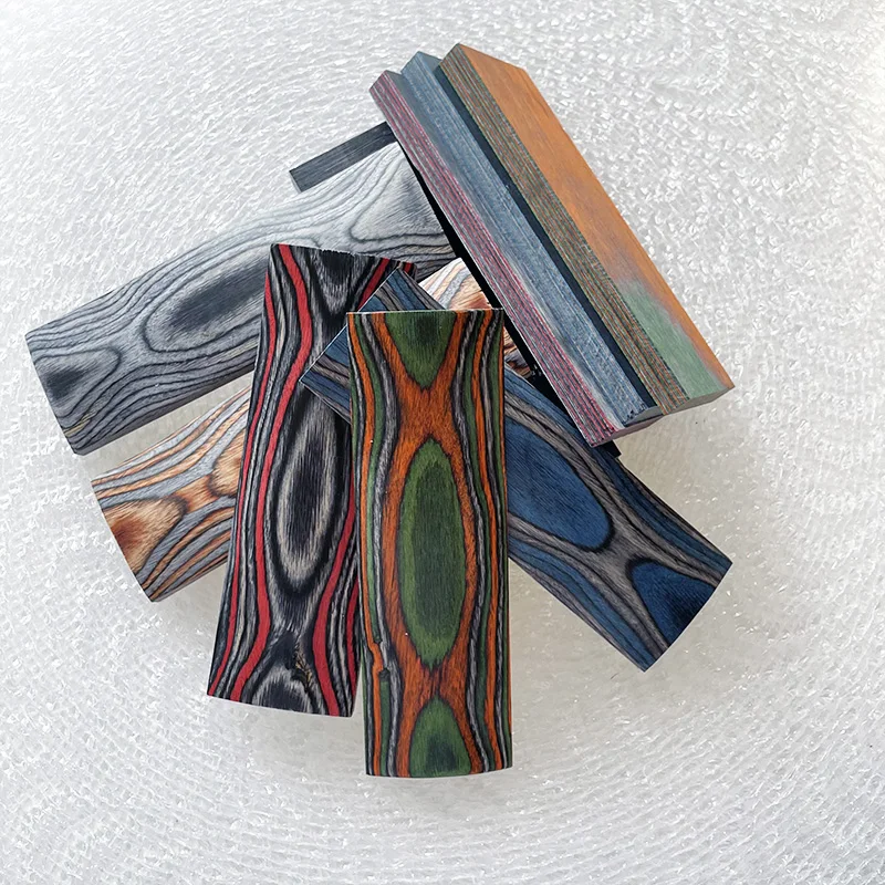 2pieces Technology Laminated Color Wood for Knife Handle Making Material DIY Handicraft Making Shank Grips Material 120x40x10mm