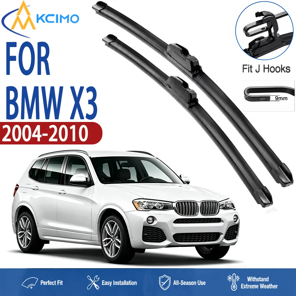 

22"+20" U/J Hook Wiper Blade Set For BMW X3 E83 2004-2010 Durable Boneless Wipers Clear Quiet Stable Clean Vision