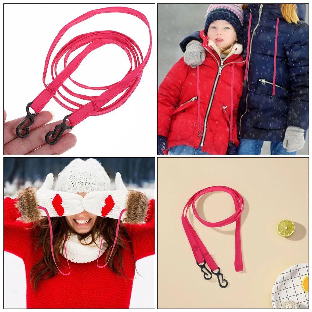 

2pcs Mitten For Kids Glove Holder Anti-Lost Strap Neck Hanging Design For Skiing Winter Activities Mitten Clips Toddler Glove