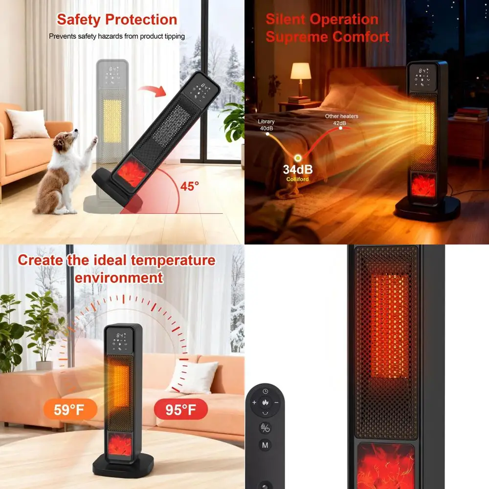 

1500W Portable 3D Flame Heater for Large Rooms with ECO Mode and Remote Control
