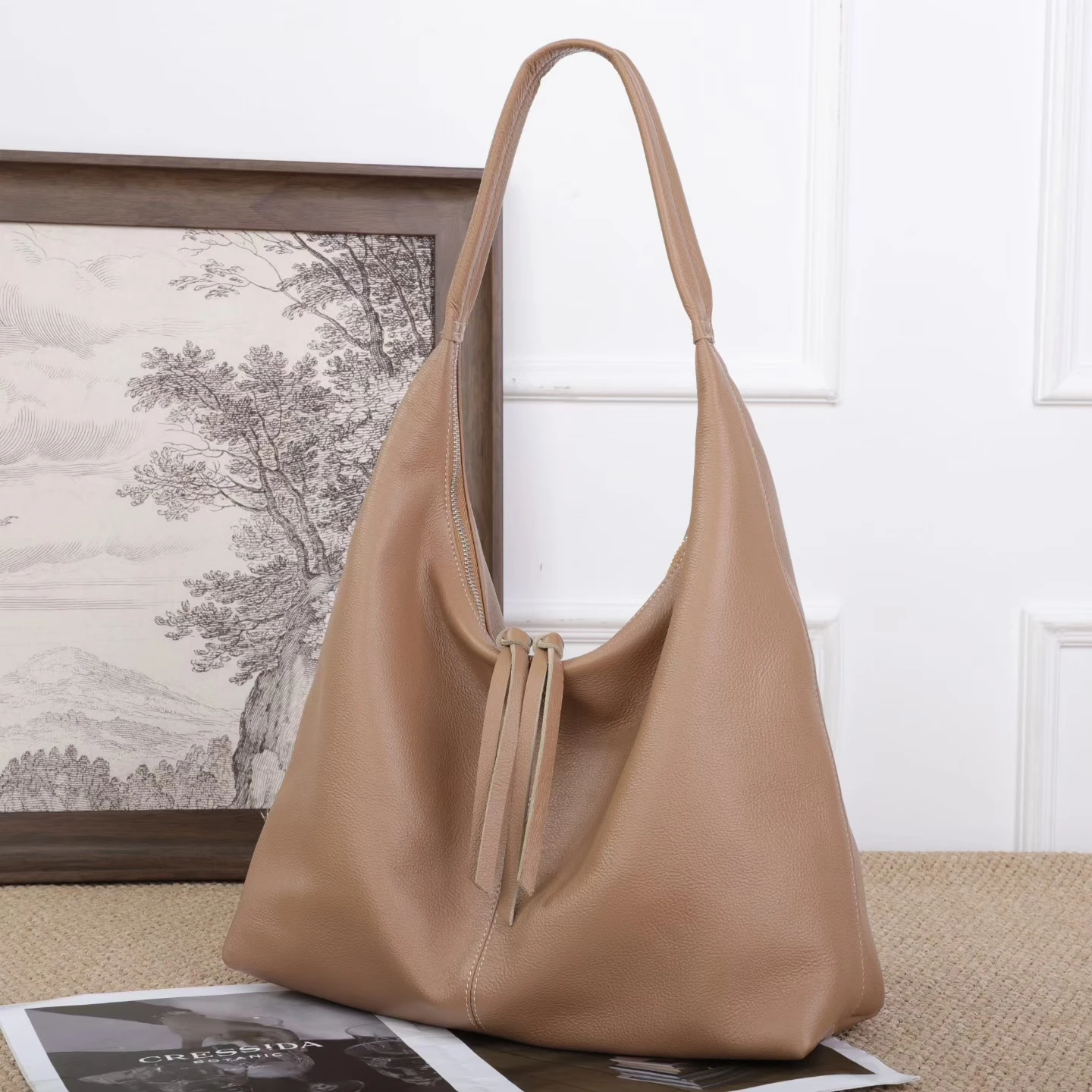 Genuine Grade Cow Leather Women Shoulder Crossbody Large Bags Luxury Designer Brand Ladies Soft Cowhide Handbag for Woman New
