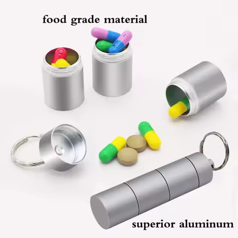 Mini Portable Aluminum Waterproof Pill Box Shell Sealed 3-hour Grid One Day Organizer Tablet Travel Medical Vitamin Fish Oil.