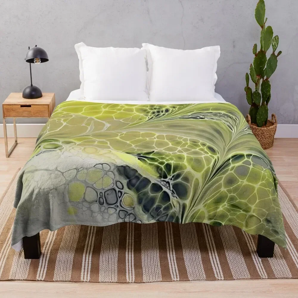 

Yellow and Grey Abstract Fluid Art with Cells by Crystal Coast Originals Throw Blanket Beautifuls warm winter Blankets