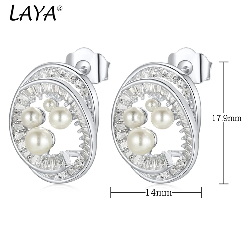 Laya\'s new women\'s round shell pearl earrings S925% 100 pure silver fashionable design temperament luxury jewelry 2024