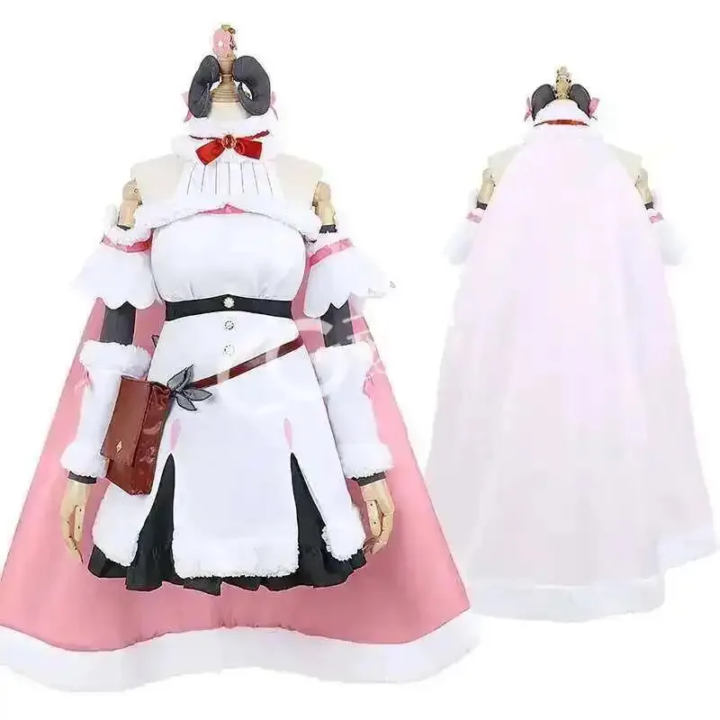 25COSHololive VTuber YouTuber Tsunomaki Watame أزياء تنكرية للنساء فستان لطيف مع عباءة أزياء كرنفال الهالوين مخصص م #3