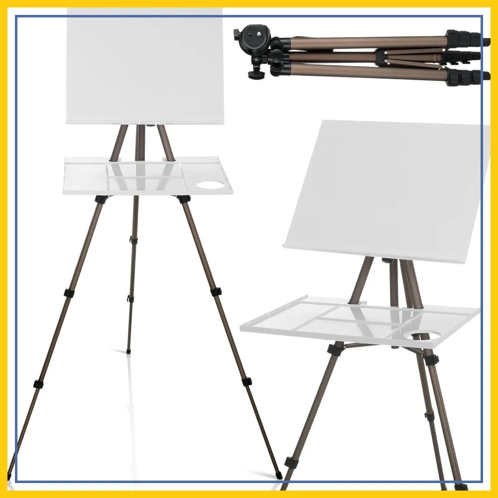 

17-65 Inch Adjustable Aluminum Easel with Tripod, Portable Painting Stand for Canvas, Lightweight Travel Easel with Tray