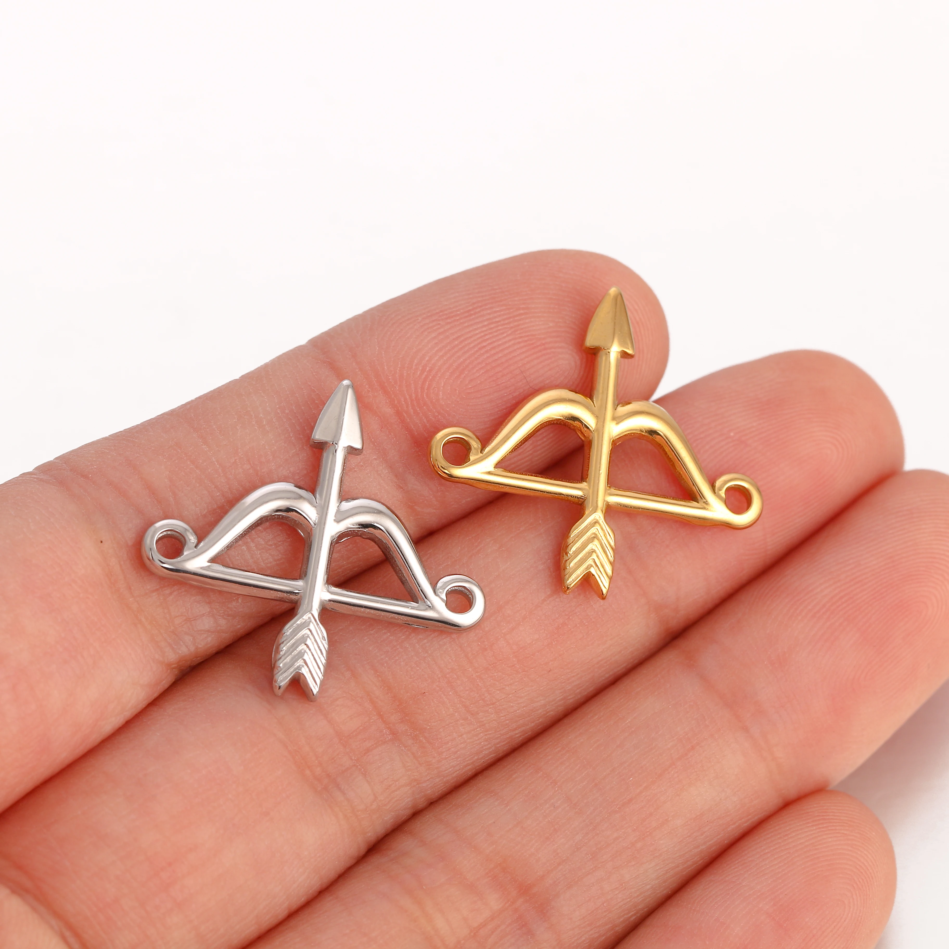 3Pcs/Lot Stainless Steel PVD Plated Bow and Arrow Charms Pendants DIY Jewelry Making Handmade Craft Accessory Wholesale Finding