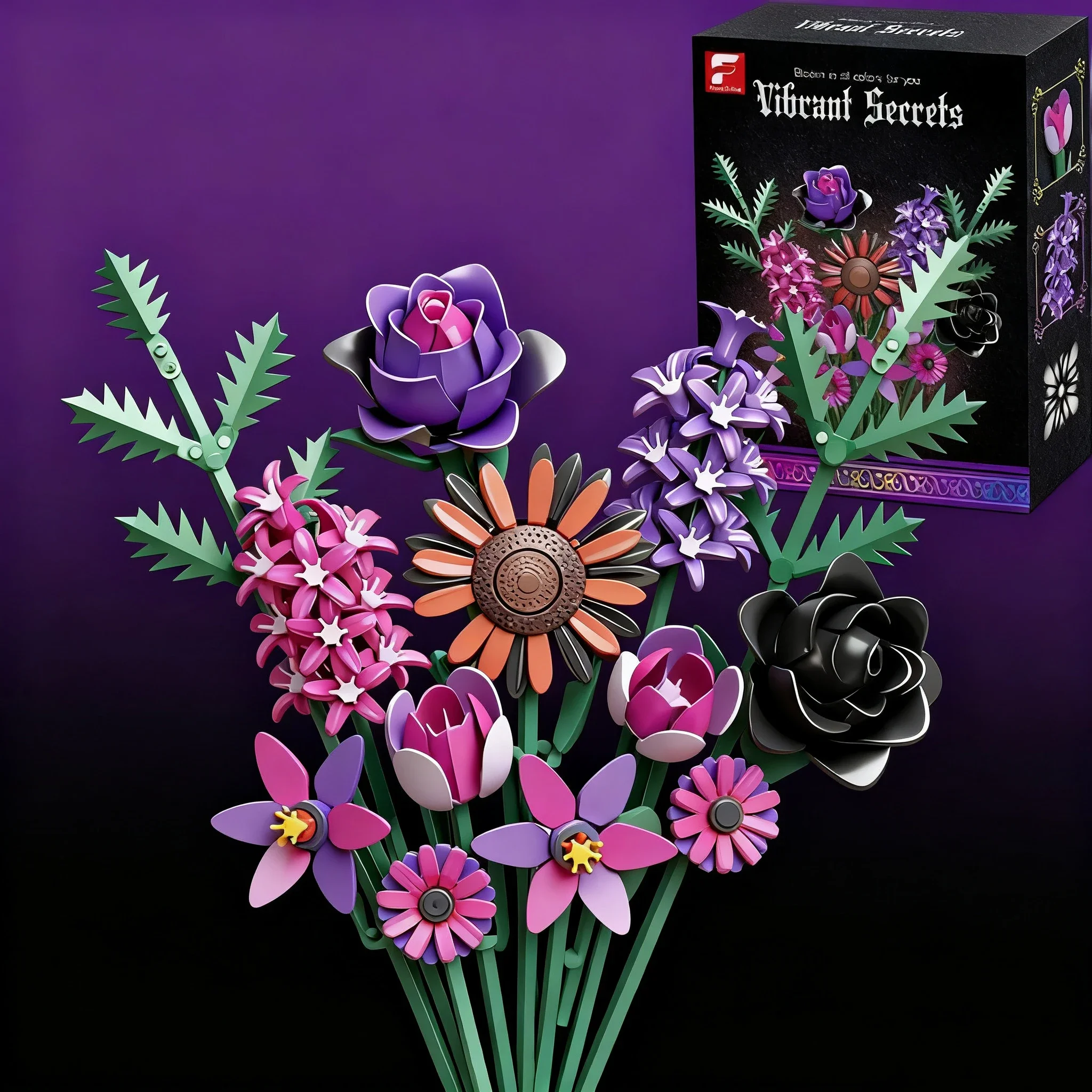 

614 шт. готический букет цветов, строительные блоки, романтическая модель цветка, кирпичи, украшение дома, детские развивающие игрушки «сделай сам», подарок на праздник