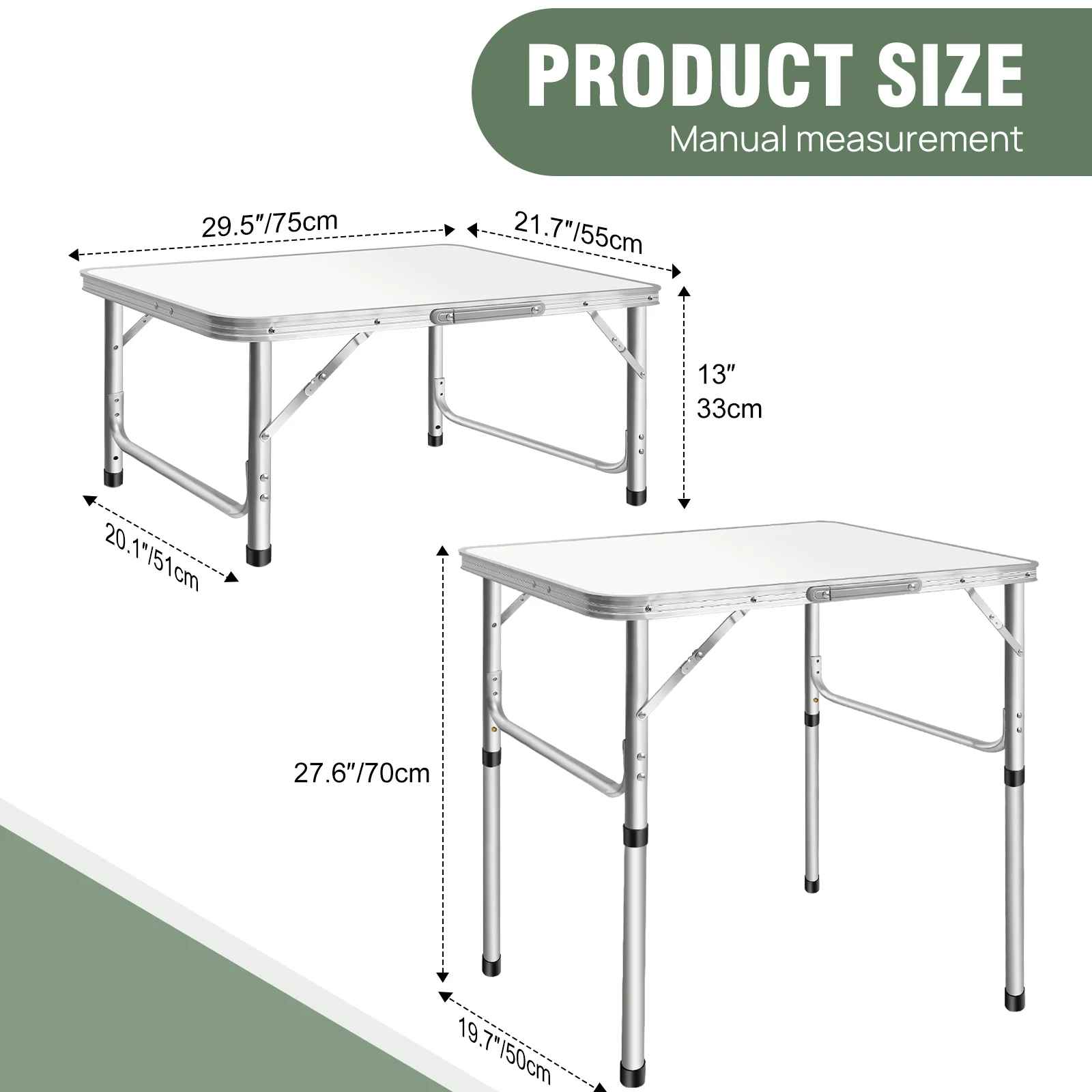 Mini opvouwbare campingtafel, aluminium frame met handvat, in hoogte verstelbaar, draagbaar, lichtgewicht en gemakkelijk mee te nemen,