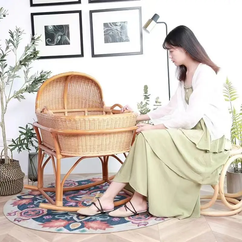

Rattan rattan chair baby cradle baby crib rocking chair children's bed bb