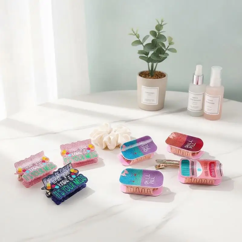Neue niedliche Haarklammer aus Acryl, modisch bedruckte Haarklammer in Haifischform, lustige Haaraccessoires für Frauen – Detail 9