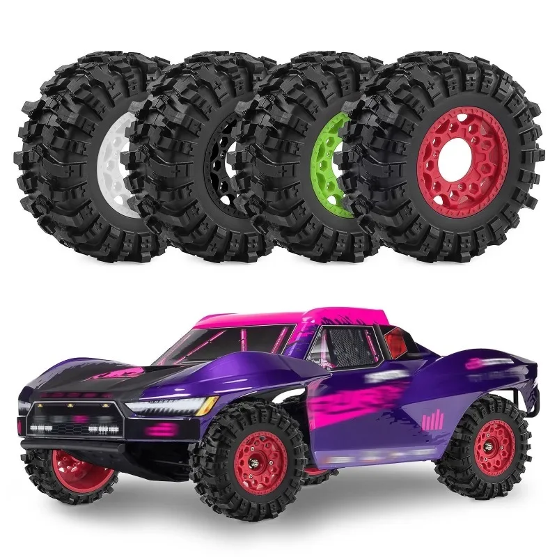 Pneu de camion de parcours court 109mm 1/10, 4 pièces, avec roue hexagonale de 12mm 14mm 17mm pour voiture Trxs Slash ARRMA SENTON RC