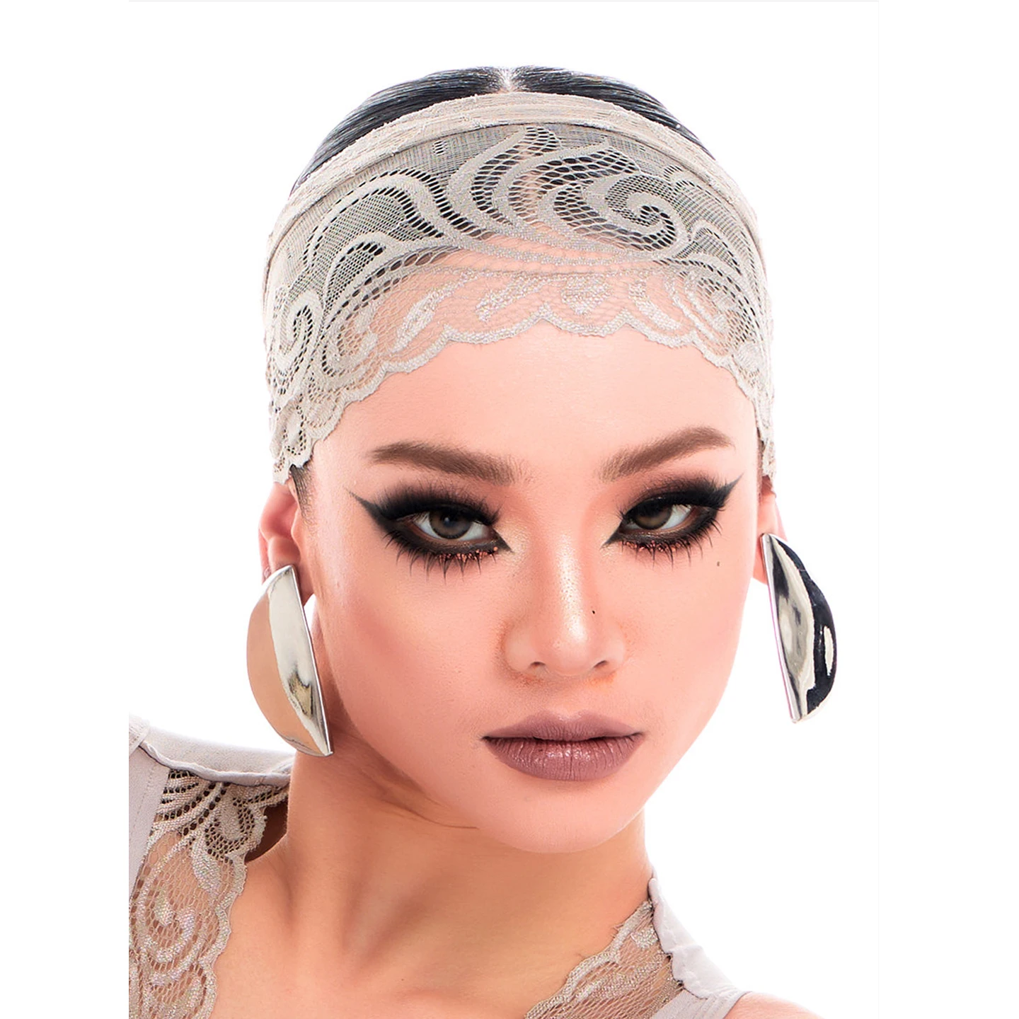 DUYQ Latin Dance Accessories Adults Latin Dance Gloves Women Latin Dance Lace Headband Practice Bra Stage Dance Wear SL15235