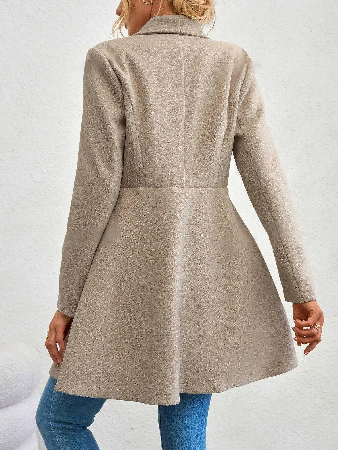 Women's Fashion Lapel Button Slim-Fit Wool Coat for Autumn & Winter