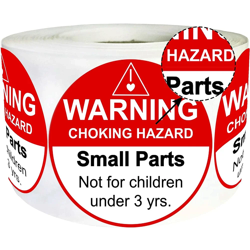 500 Pcs Choking Hazard Warning Labels 1.5 Inches Red Small Parts  Not for Children Under 3 Years Labels for  Packing Shipping