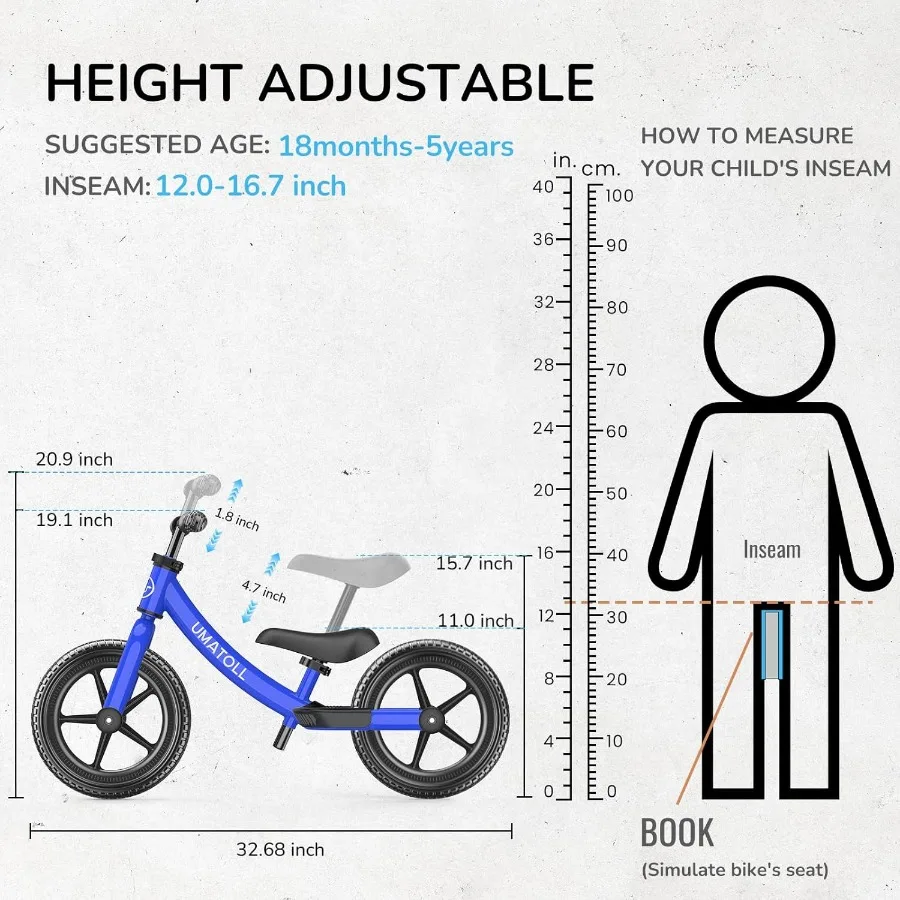 Toddler Balance Bike 2 Year Old Bike Toy for 18 Months to 5 Years Old Tool-Free Adjustment Birthday Gifts for 2-3 Boys Girls No