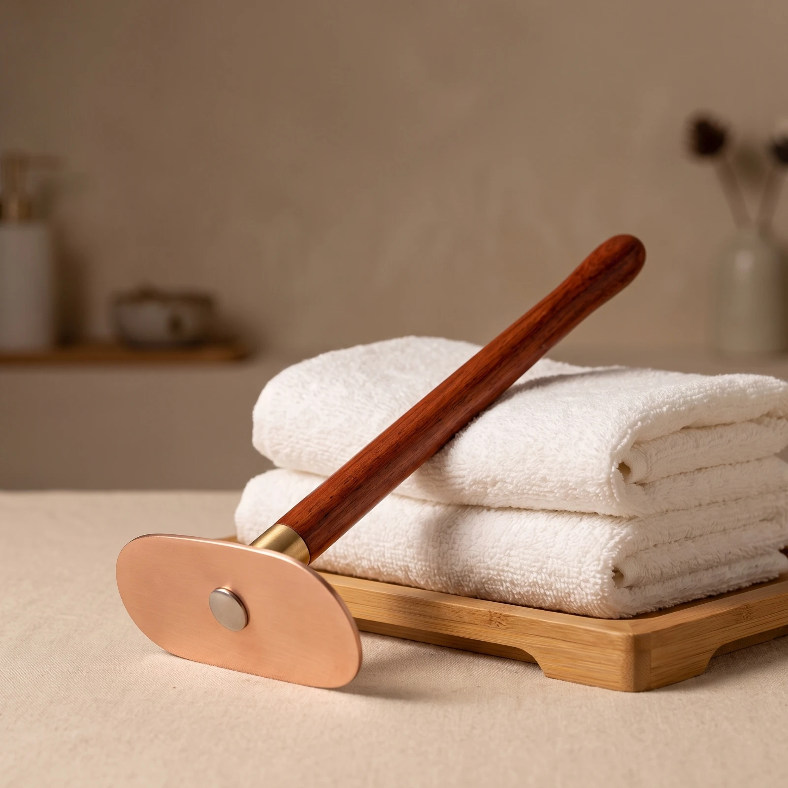 Gua Sha Tool with Wooden Handle Manual Gua Sha Scraper Massager Polished for Adults, Back Massage, Home Self-Care