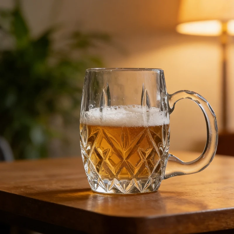 High-end Luxurious Thickened Craft Beer Mug with High Appearance Level Large Capacity Glass Handle for Draft Beer Glasses Cups