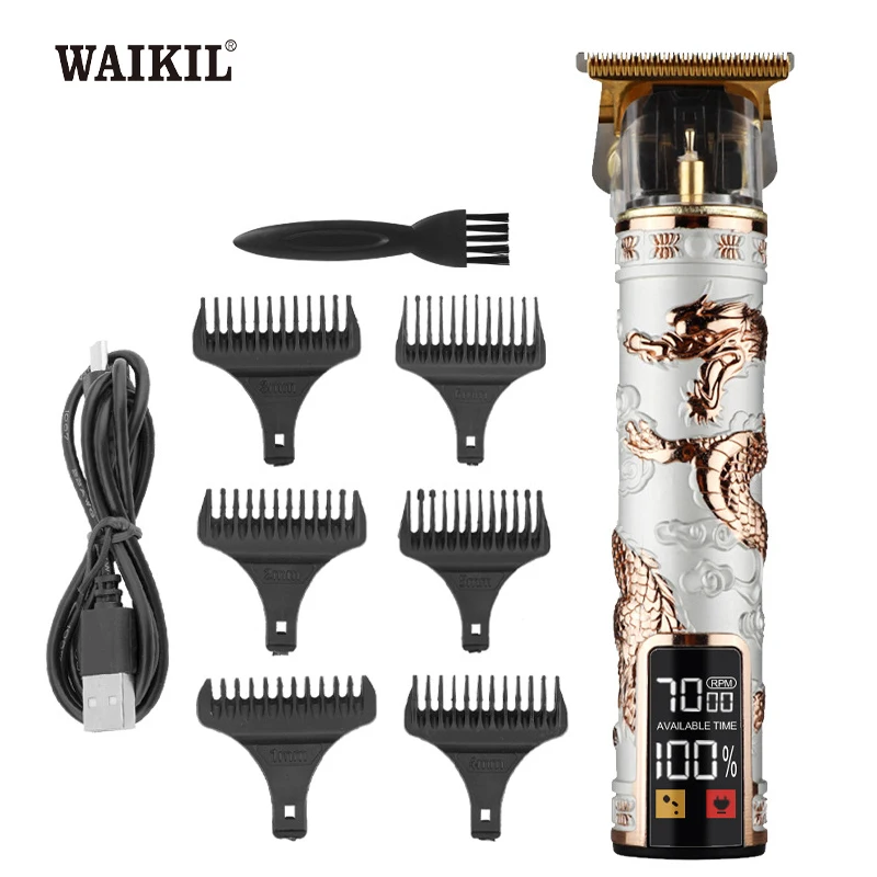 WAIKIL Men's Professional Electric Hair Clipper Multi functional Beard Trimmer USB Charging Digital Metal Trimmer Styling tools