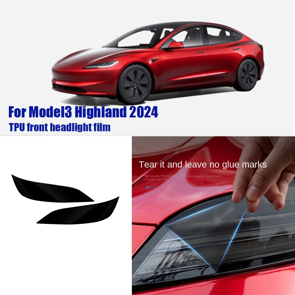 

2 шт., прозрачная защитная пленка для передних фар Tesla Model 3 Highland 2023 2024