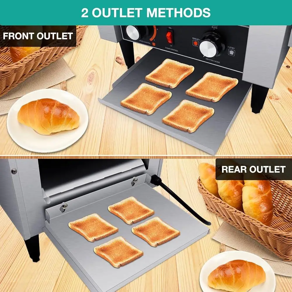 محمصة ناقلة تجارية، محمصة خبز كهربائية شديدة التحمل من الفولاذ المقاوم للصدأ، 300 شريحة في الساعة، مطعم الإفطار، المخابز، المطبخ