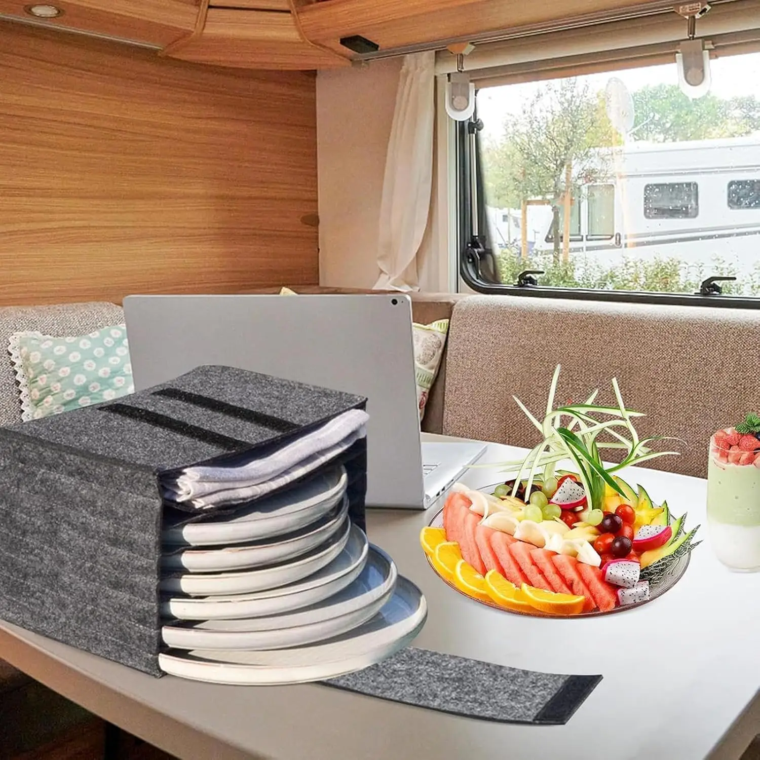 

For Motorhome Campervan Boat Cupboard Caravan Plate/Cup Holder Tableware Storage Bag Interior Accessories RV Tableware Rack Part