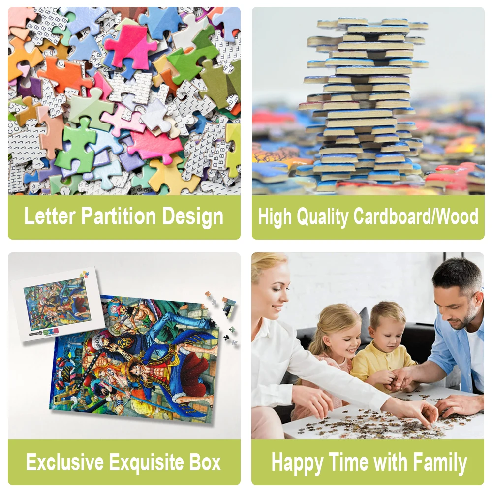 Puzzle géant One Piece pour toute la famille, jouet éducatif pour enfants/adultes, meilleur cadeau pour la famille, 200/300/500/1000/1500 pièces