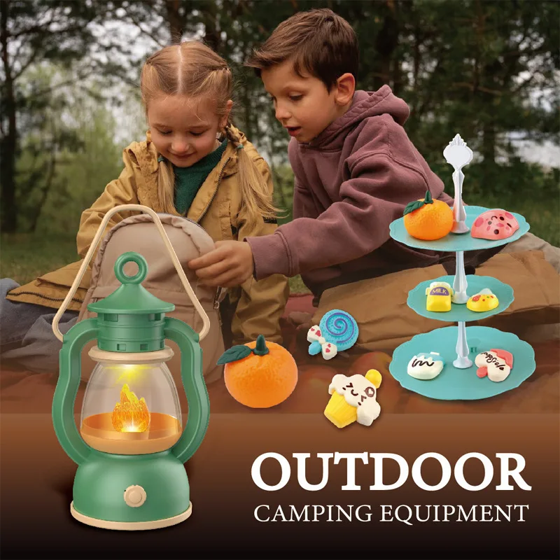 Kid Outdoor Camping Set Simulated Miniature Food Adventure Tool with Lighting Sound Parent-Child Interactive Toy Girl Boy Gift