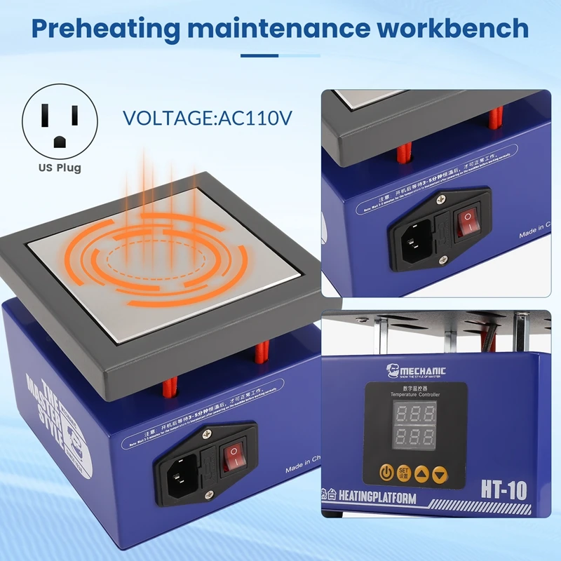 Placa base de mesa calefactora mecánica para teléfono, placa PCB, enchufe estadounidense
