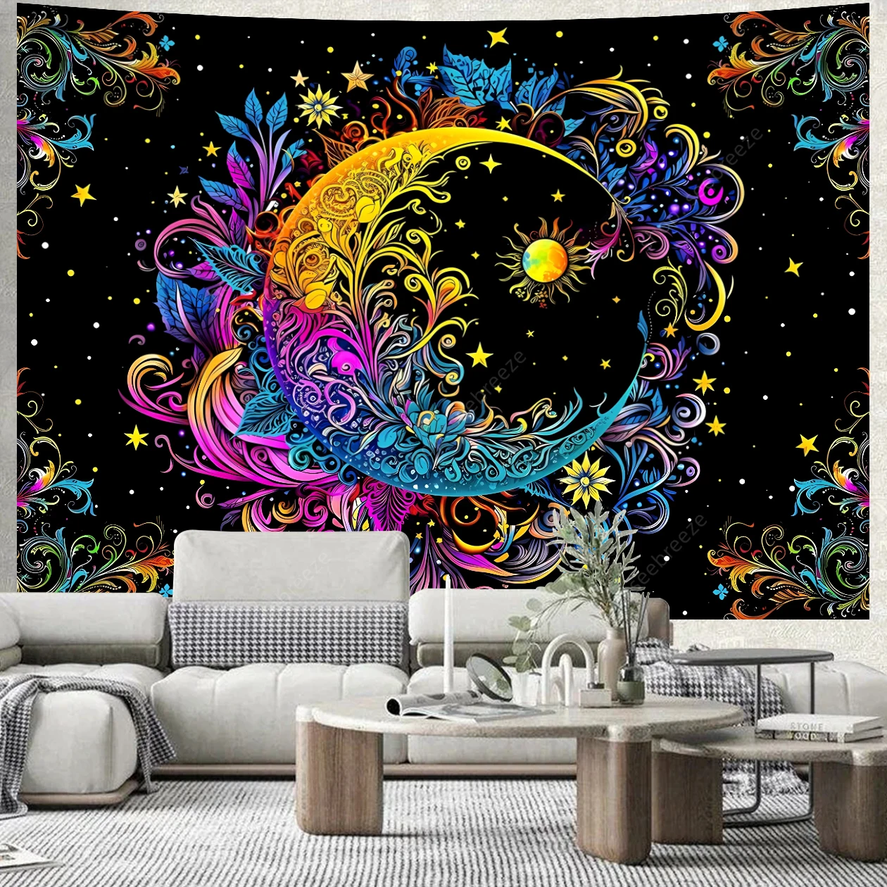 Sun Moon Mandala Tapestry Wall Hanging Art Aesthetics Background Cloth Witchcraft Tapestries Hippie Room Wall Decoration