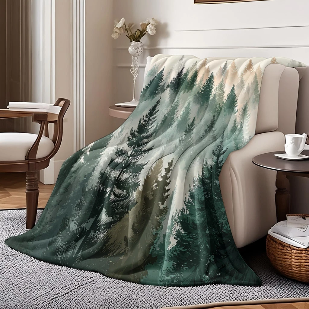 Stunning Forest Woodland Flannel Throw Blanket Cozy Nature Decor for Sofa Couch Bedding Gift