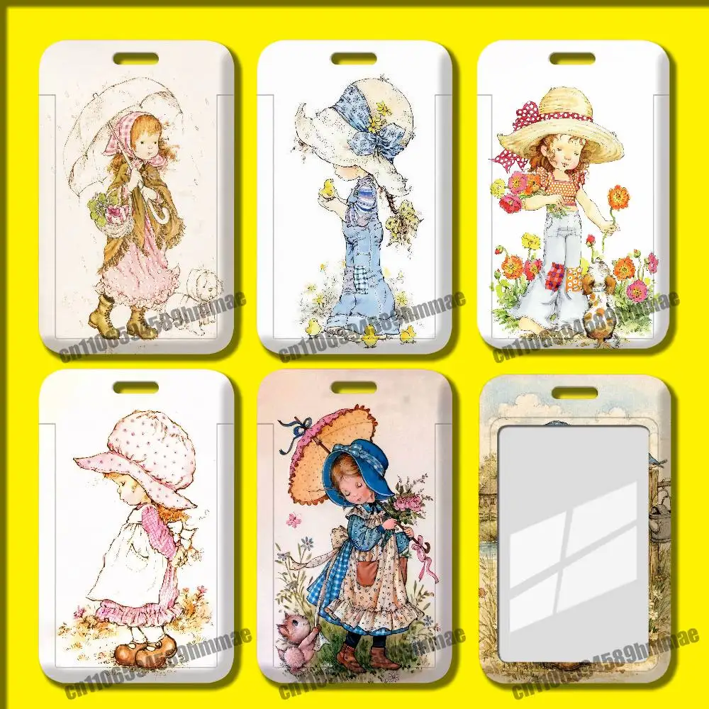 For Sarah Kay Girl Employee ID Card Holder Office Badge Student Bank Work Credit Holders Hard Case Shell