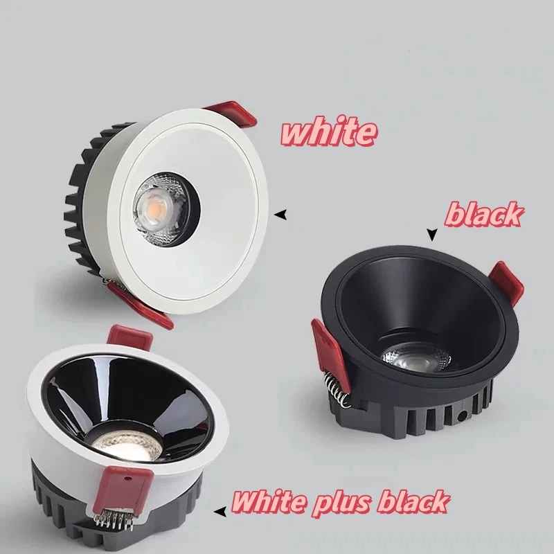 Dimmable spotlight embedded cob anti-glare household narrow edge led ceiling light downlight 9W12W15W20W AC96-240V