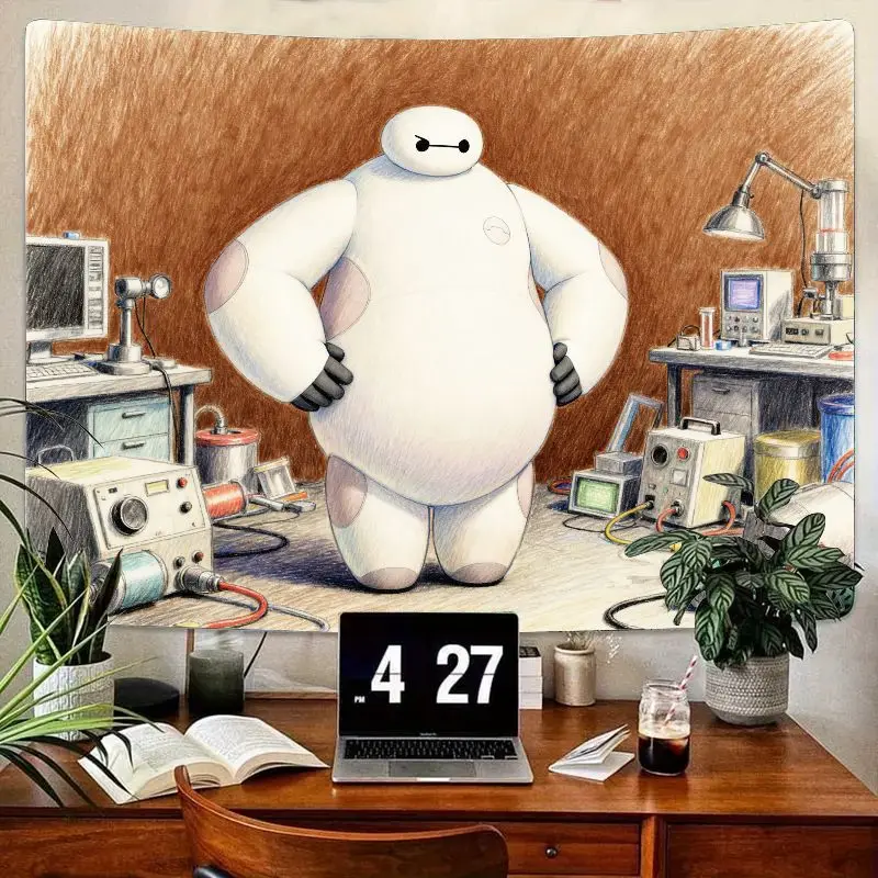 

1PC Disney Big Hero 6 Baymax Tapestry Cute Sci-Fi Robot Modern Polyester Wall Art Living Room Bedroom Dorm Decor Gift for Fans