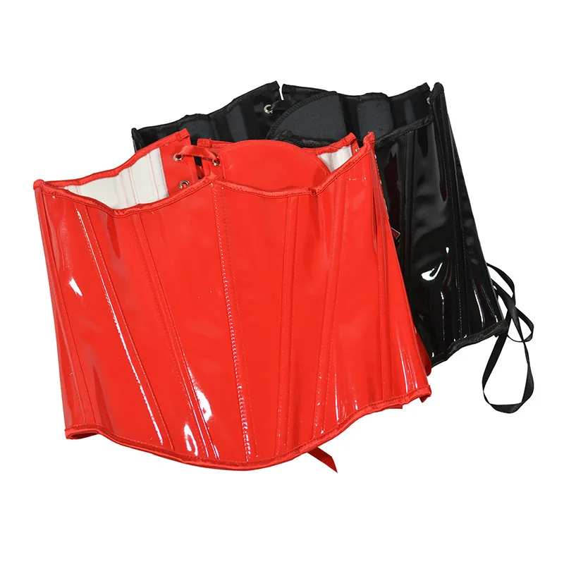 

Sexy Women Black Red Underbust Corset Steampunk Vintage Bustiers Lingerie Goth Rock Leather Waist Trainer Burlesque Corselet