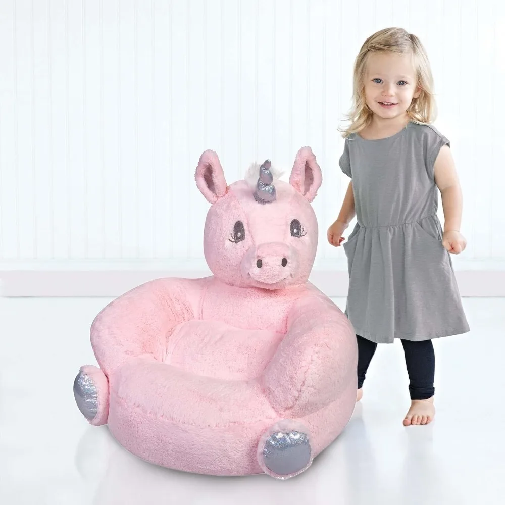 Sedia per bambini unicorno rosa personaggio peluche sedia per bambini comoda sedia a cuscino per mobili per ragazzi e ragazze, 21x19x19 pollici