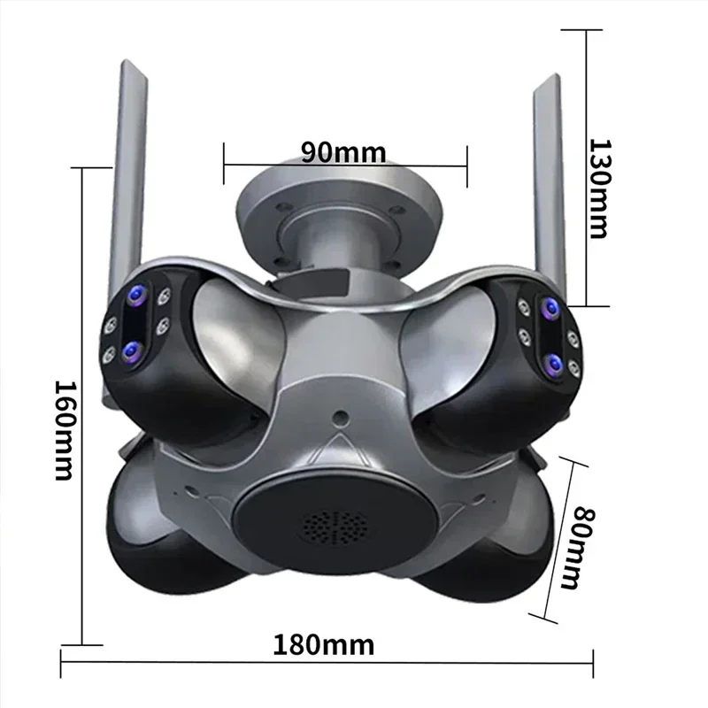 

20MP WiFi Four Screens IP Camera Wireless Outdoor PTZ HD Cam Four Lens Human Auto Tracking Night Vision Surveillance CCTV Camera