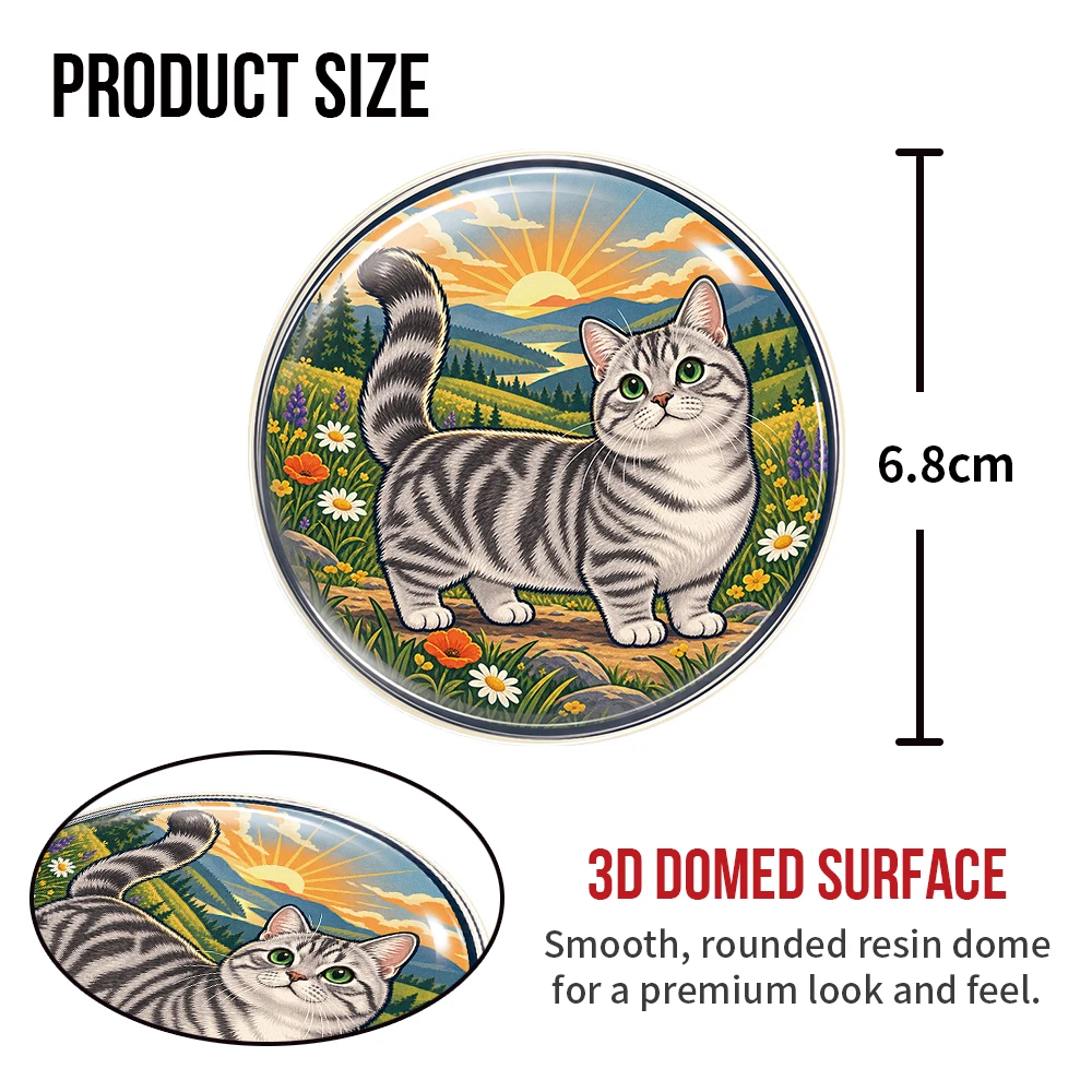Munchkin Cat 3D Resin Domed Sticker Round Cute Pet Art Waterproof Decal Self Adhesive Emblem for Car Laptop Tumbler Cup Helmet 2