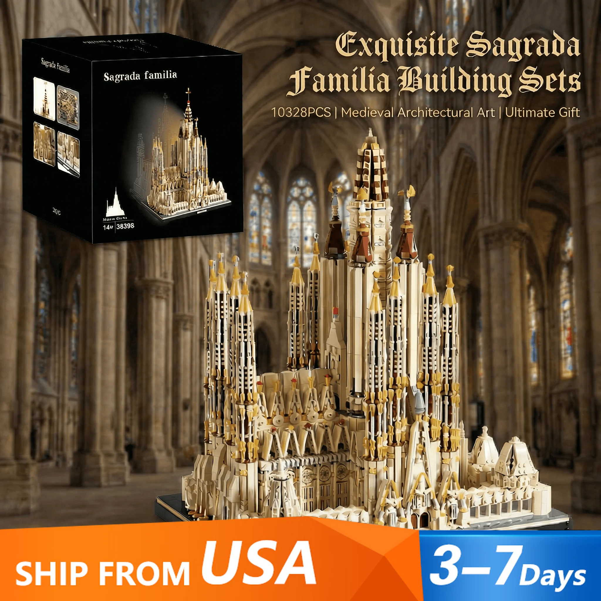 Barcelona Sagrada Familia Catholic Church Medieval Buildings Blocks Architecture Assembly Model Bricks Creative Toys Adult Gift 10328PCS