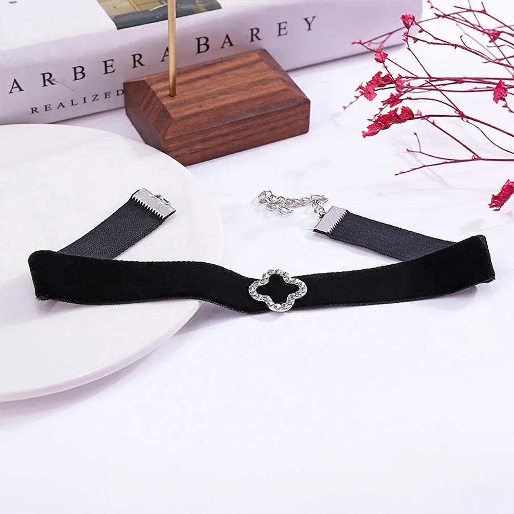 Koreanische Mode Schwarz Leder Samt Halsband Halskette Punk Gothic Schmuck Halsband Vintage Goth Halskette für Frauen Geschenke Collier – Detail 13