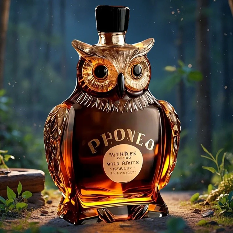 

300ml Owl Glass Liquor Decanter-Artistic Whiskey Wine Bottle,Craft Home Bar Decor Gift Idea for Christmas (Owl Shape)