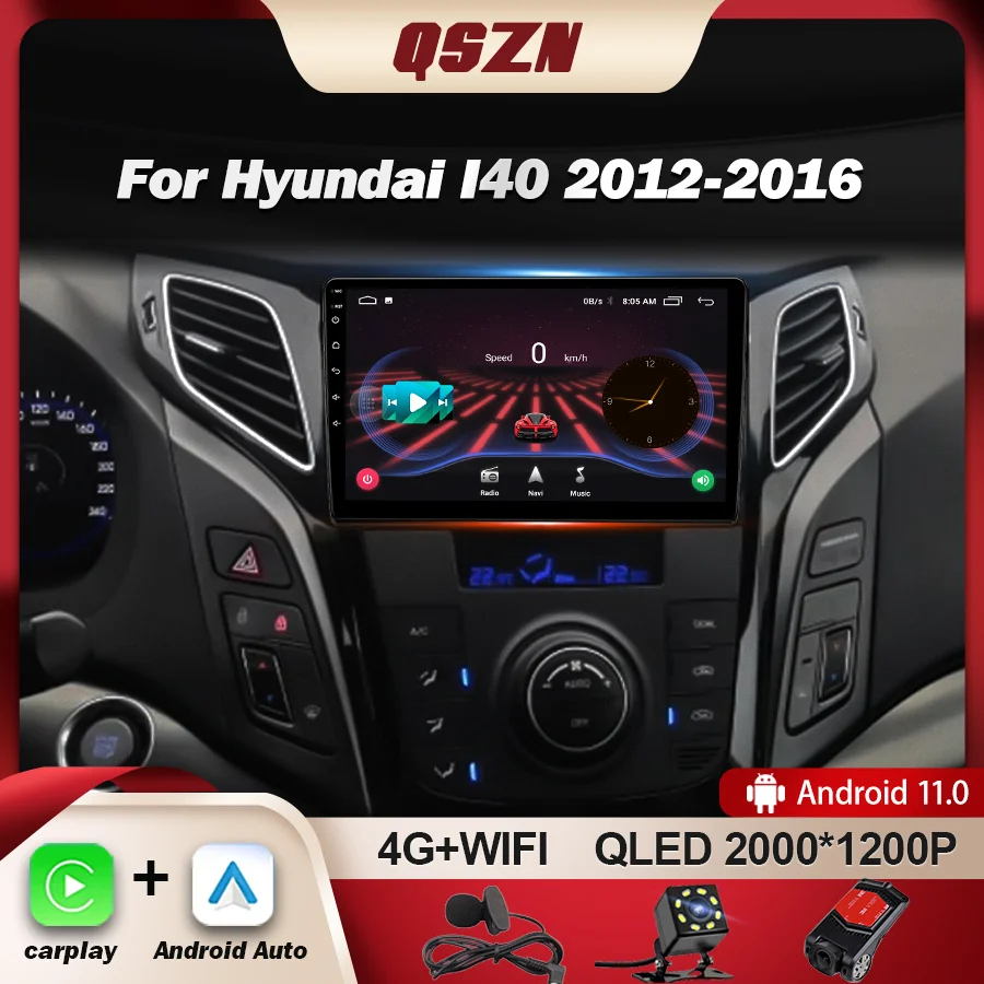 

Автомагнитола QSZN для Hyundai I40 2012-2016, мультимедийный видеоплеер, навигация GPS, автостерео, Android 13, 2din, 2 Din, DVD, Carplay
