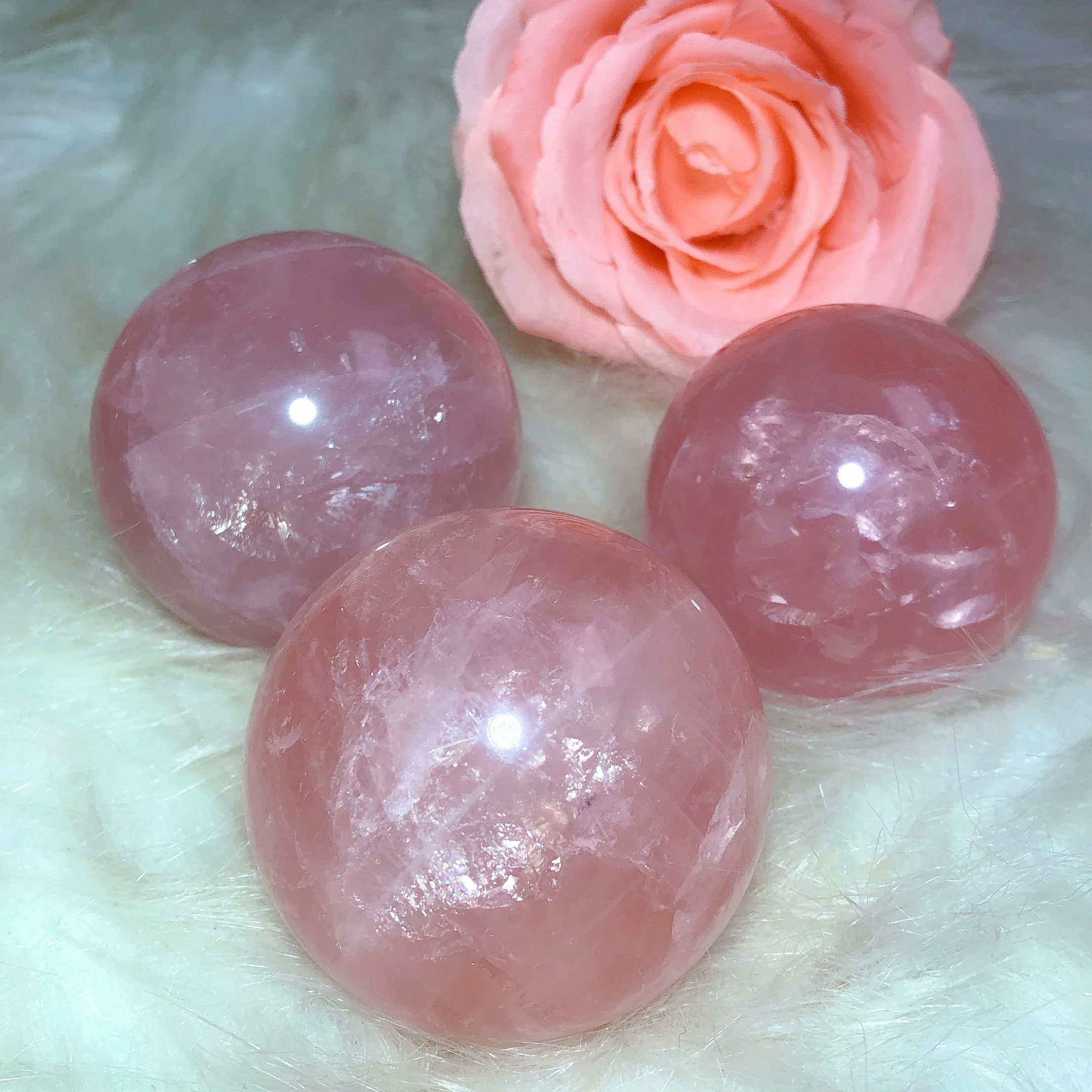 High Quality Natura Crystals Rose Quartz Sphere Star Flash Reiki Home Decoration Energy Healing Ore Ornament Room Decor