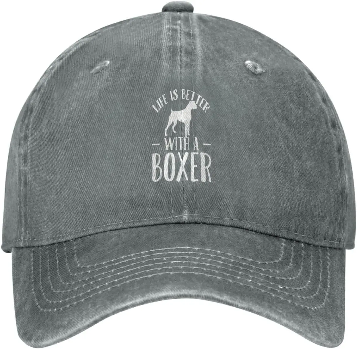 Boxer Dog Life Is Better Washed Baseball Cap Cotton Casual Adjustable Golf Hat Unisex