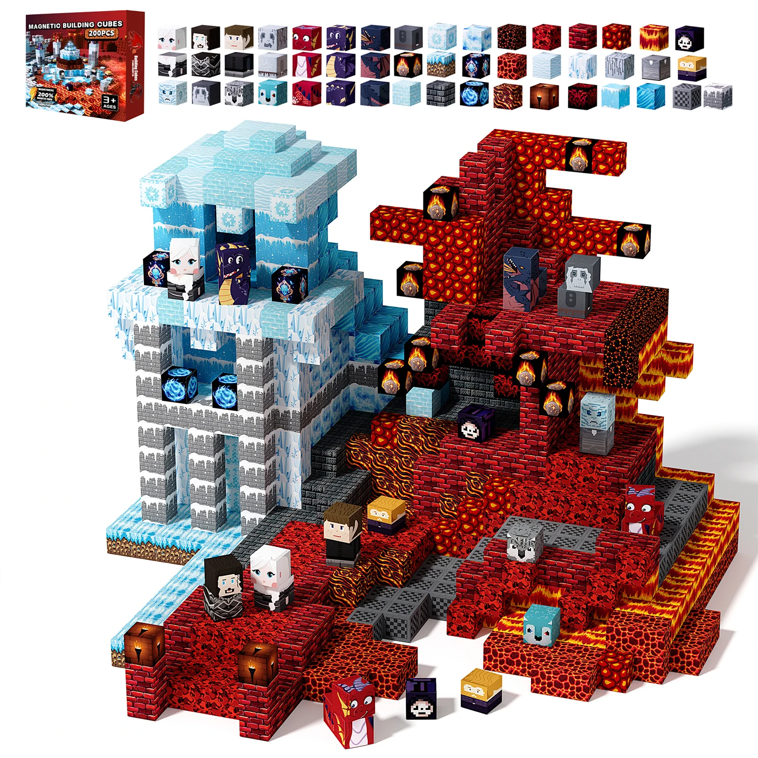 

150/100PCS Cube Montessori STEM Educational Sensory Toys ICE FIRE Magnetic Building Blocks for Kids 3-8 Birthday Holiday Gift